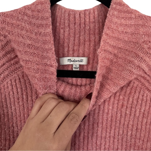 Madewell Ribbed Mock Neck Wool Blend Sweater – Size L – Dusty Pink - Picture 5 of 6